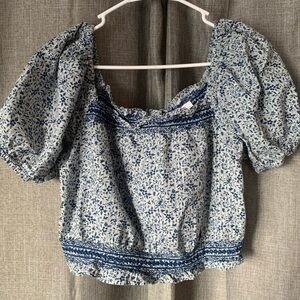 Madewell Blue Floral Crop Top